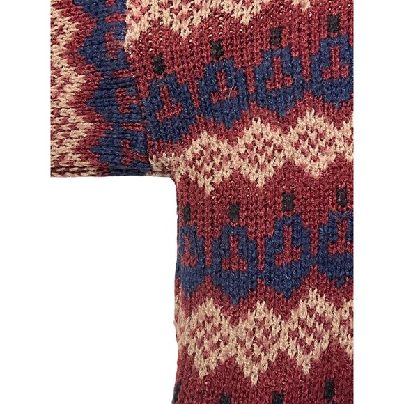 VTG Stoneriver Outfitters Men L Maroon Blue Patterned Crew Sweater Acrylic 80's - Picture 14 of 16